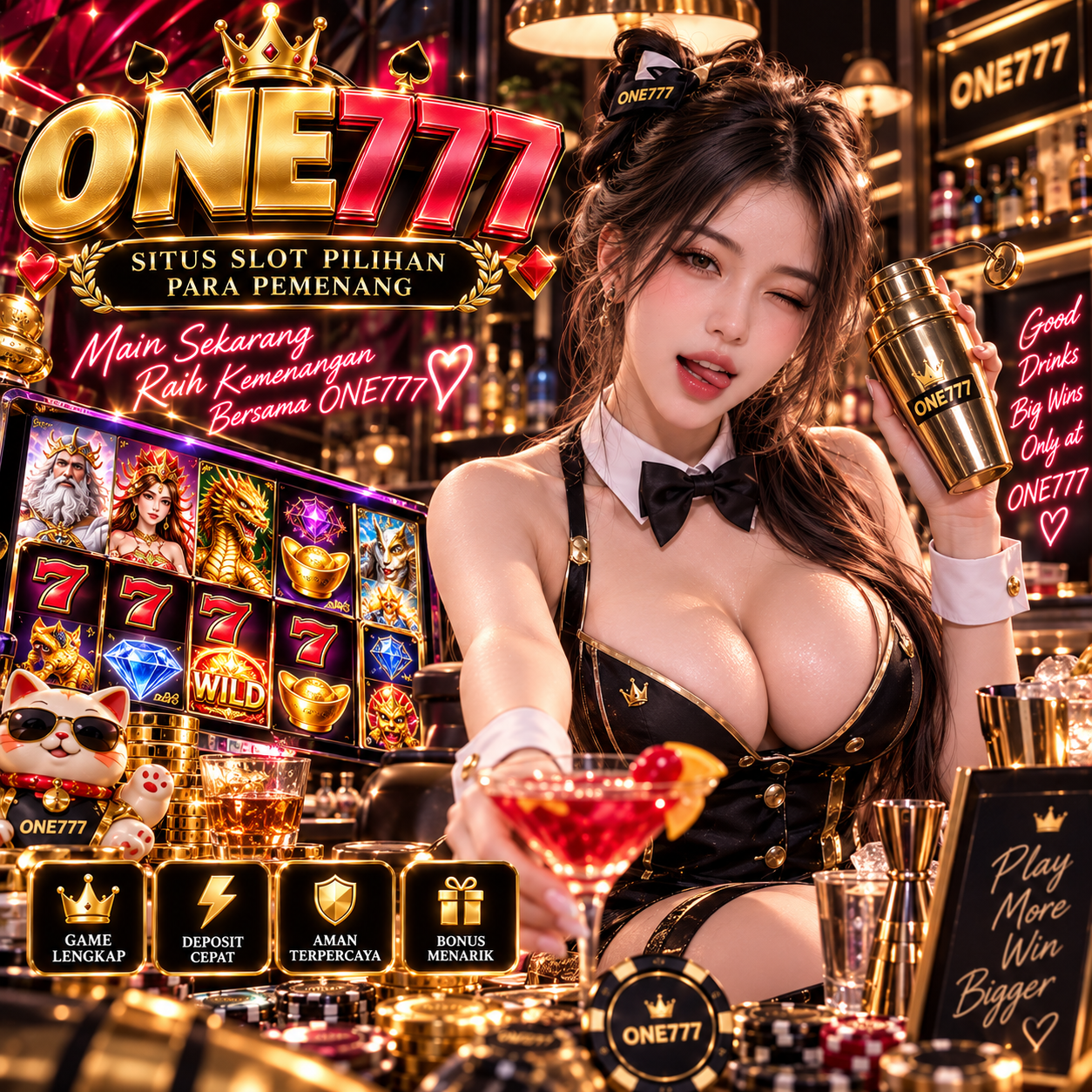 Tampilan utama aplikasi ONE777 dengan akses permainan digital